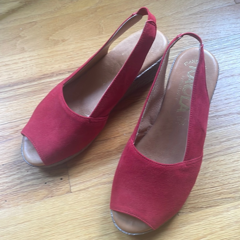 Red suede espadrilles